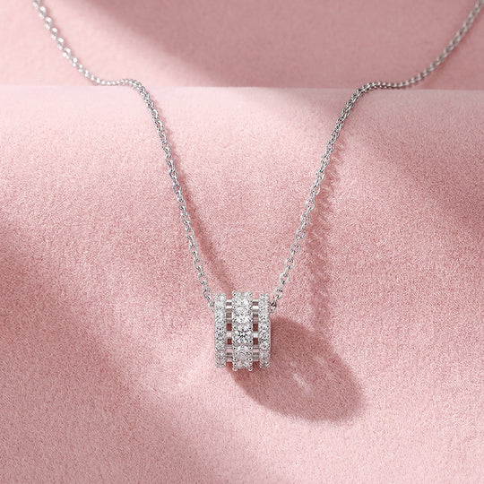 Triple-Row Pavé Cylinder Pendant Necklace | PRM2013