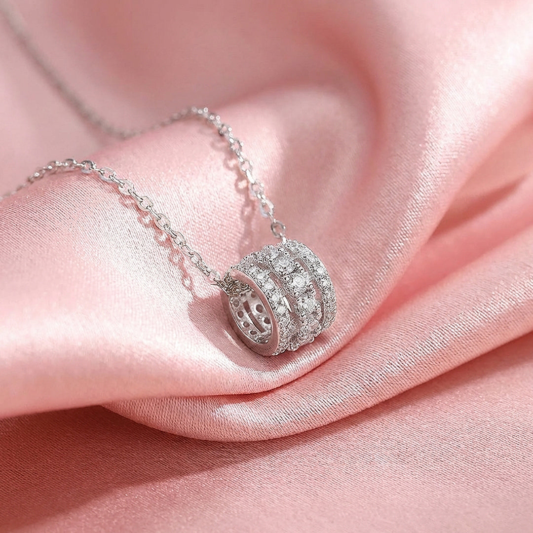 Triple-Row Pavé Cylinder Pendant Necklace | PRM2013