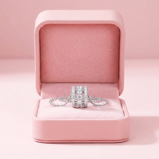 Triple-Row Pavé Cylinder Pendant Necklace | PRM2013