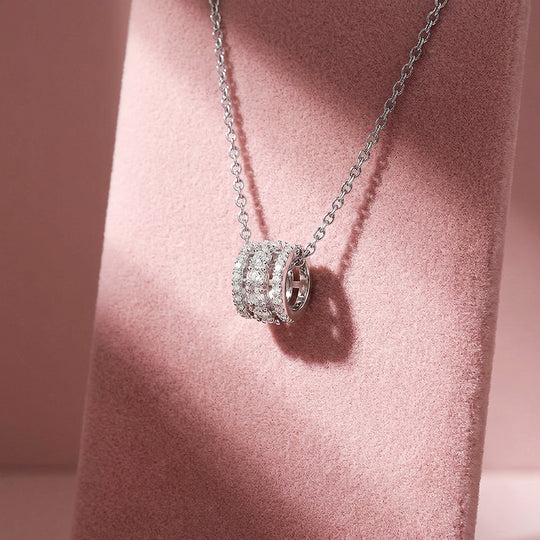 Triple-Row Pavé Cylinder Pendant Necklace | PRM2013