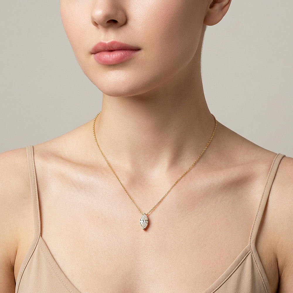 Marquise Cut Moissanite Solitaire Pendant Necklace | PRM2016