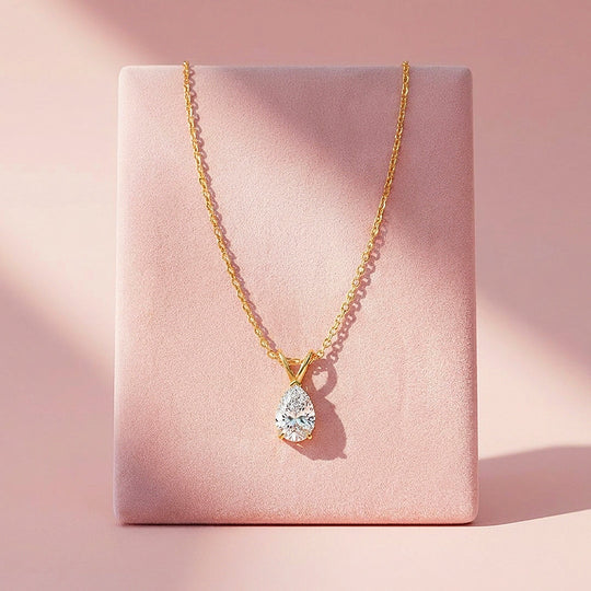 Pear Cut Moissanite Solitaire Pendant Necklace | PRM2017