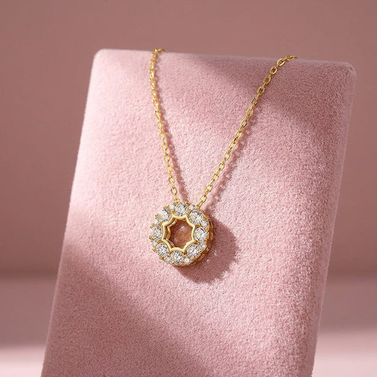 Open Circle Halo Moissanite Pendant Necklace | PRM2022
