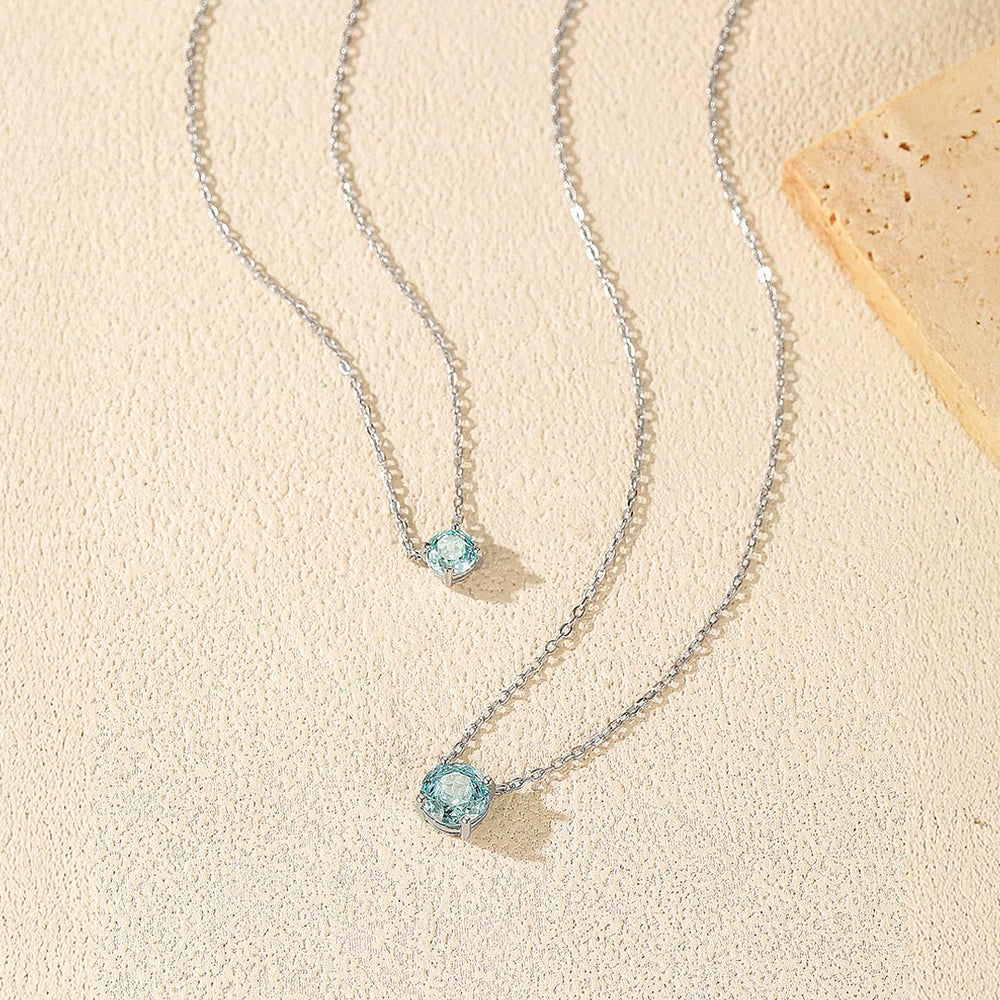 Solitaire Necklace | 925 Sterling Silver | Blue Rose-Cut | Prm2028