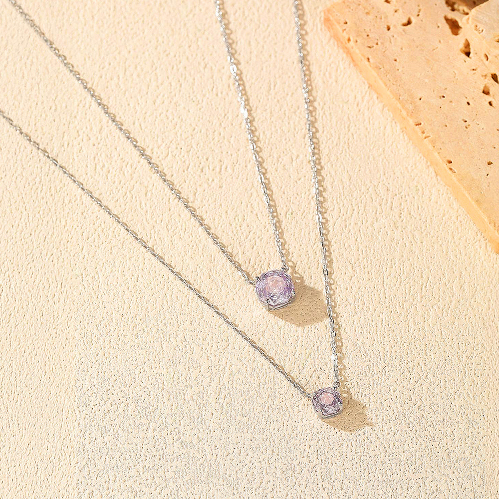 Solitaire Necklace | 925 Sterling Silver | Amethyst Rose-Cut | Prm2030