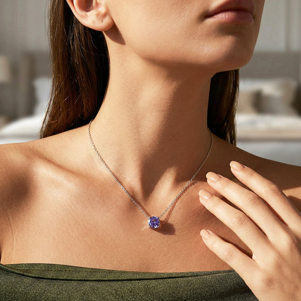 Solitaire Necklace | 925 Sterling Silver | Amethyst Rose-Cut | Prm2030 - Ring | Singapore Jewellery, Wedding Rings & Gifts | Same Day Delivery | Tiara.com.sg