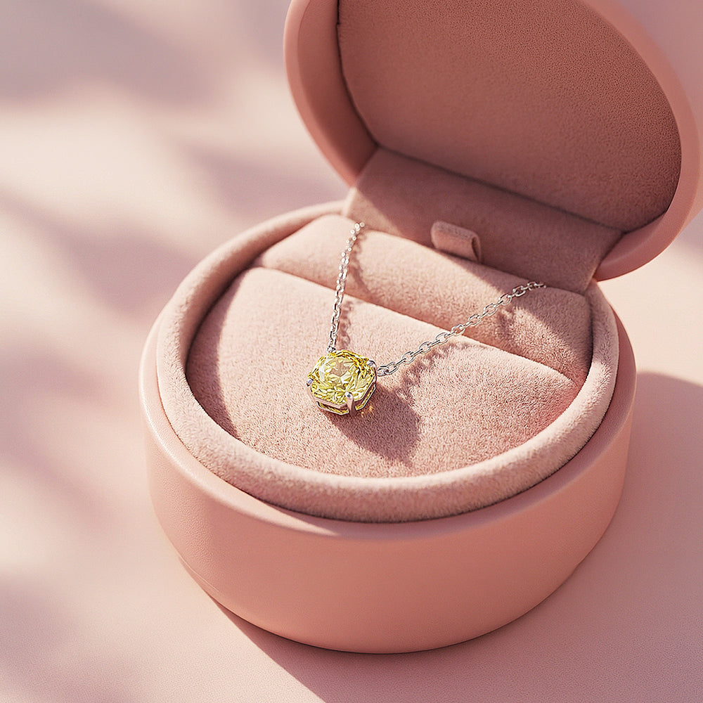 Solitaire Necklace | 925 Sterling Silver | Canary Rose-Cut | Prm2031