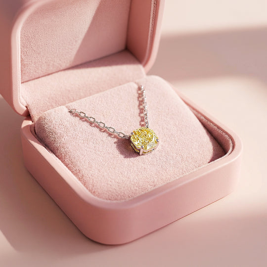 Solitaire Necklace | 925 Sterling Silver | Canary Rose-Cut | Prm2031