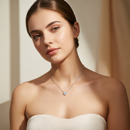 Baguette Heart Necklace | 925 Sterling Silver | Cubic Zirconia | Prm2034