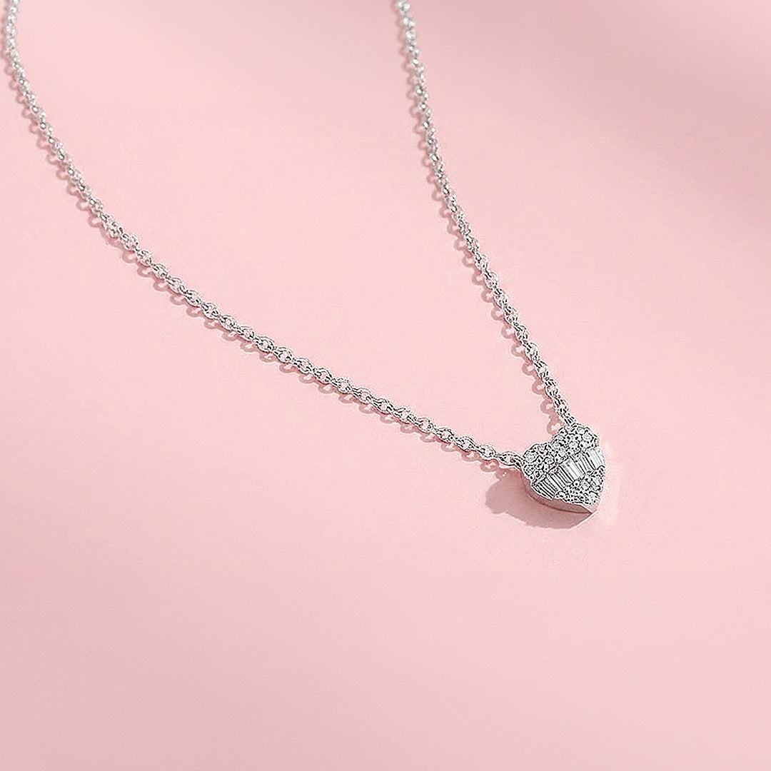 Baguette Heart Necklace | 925 Sterling Silver | Cubic Zirconia | Prm2034