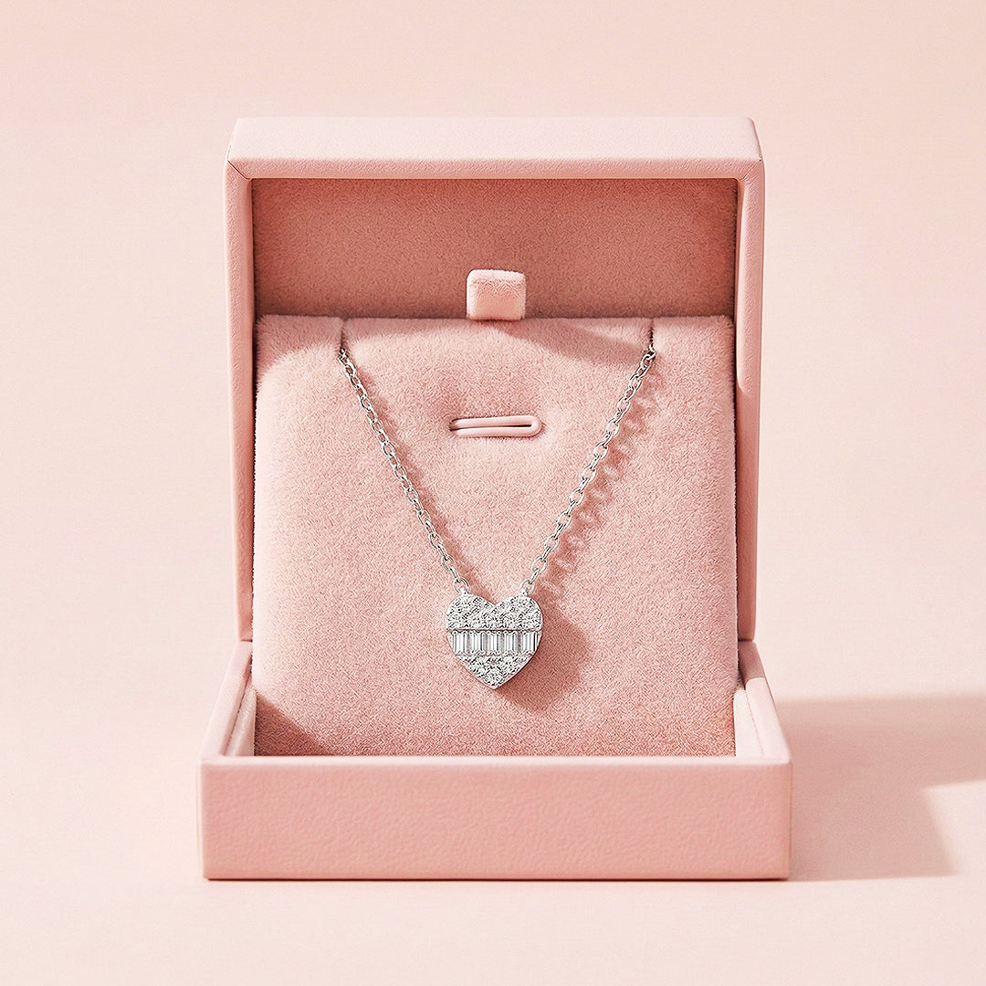 Baguette Heart Necklace | 925 Sterling Silver | Cubic Zirconia | Prm2034
