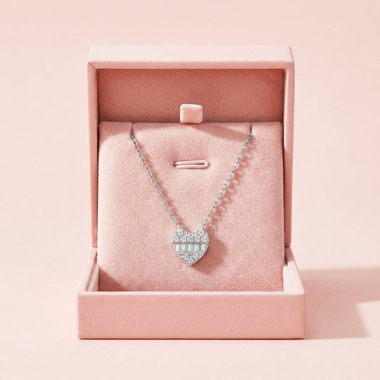 Baguette Heart Necklace | 925 Sterling Silver | Cubic Zirconia | Prm2034