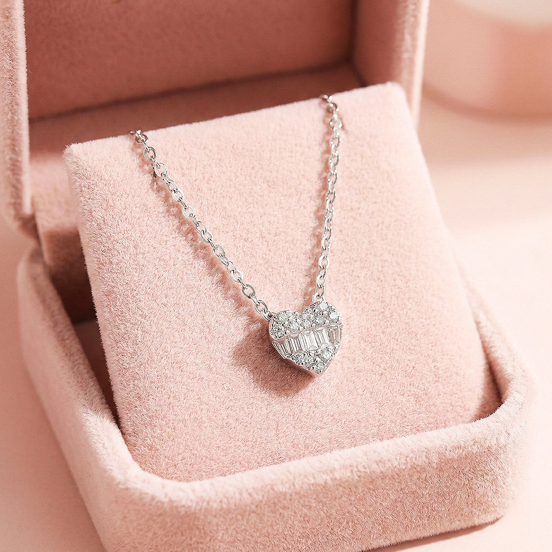 Baguette Heart Necklace | 925 Sterling Silver | Cubic Zirconia | Prm2034