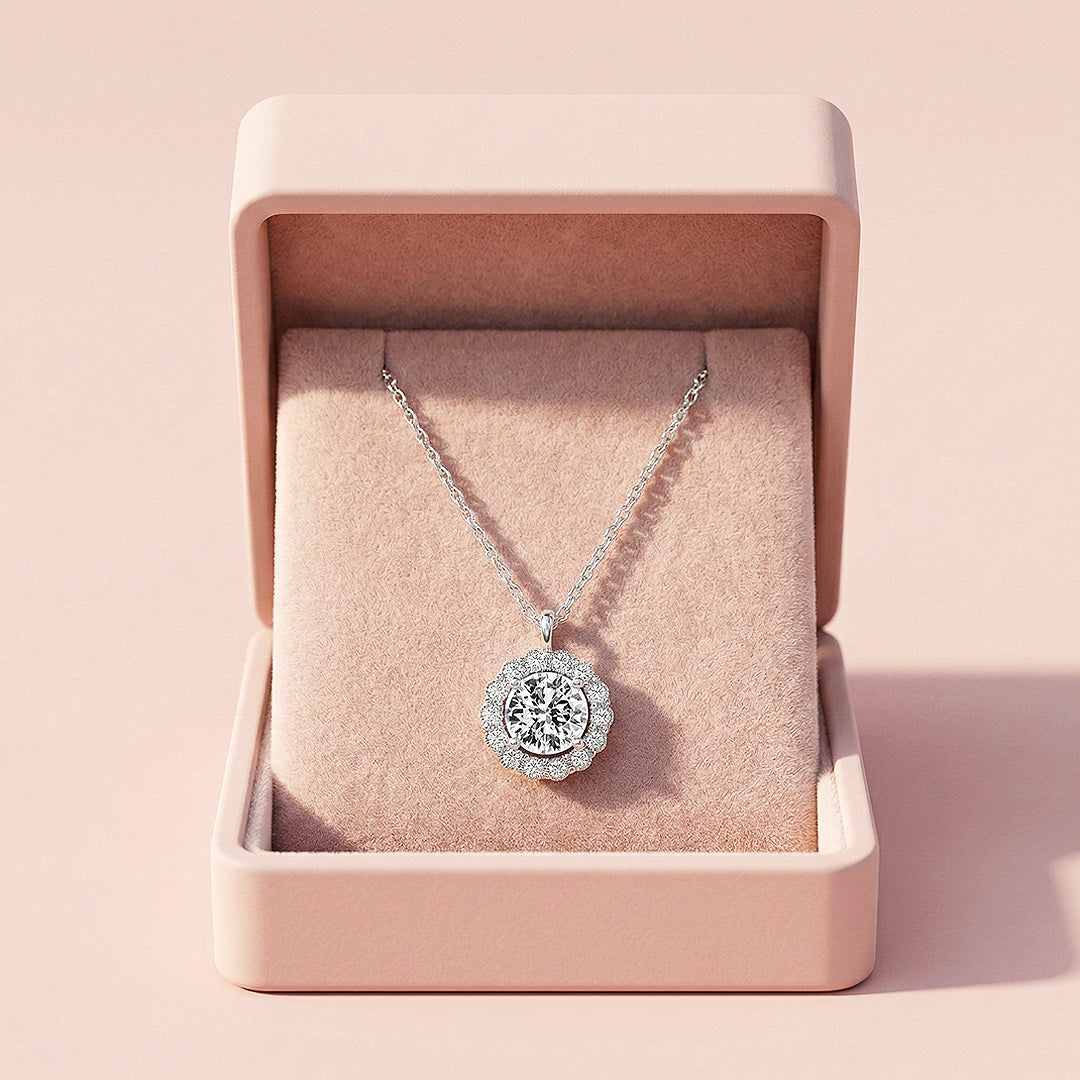 Halo Necklace | 925 Sterling Silver | Cubic Zirconia | Prm2035