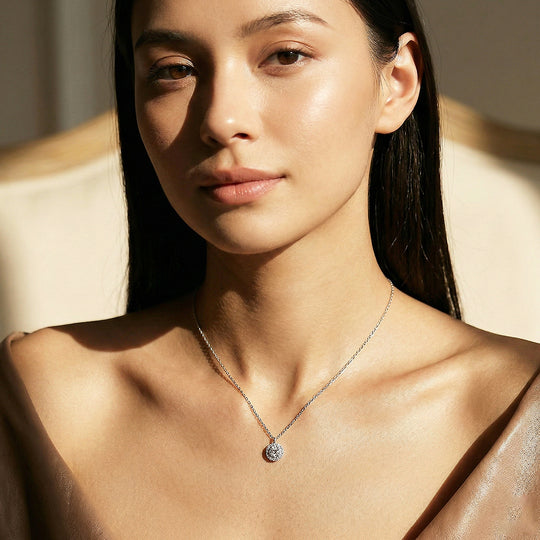 Halo Necklace | 925 Sterling Silver | Cubic Zirconia | Prm2035