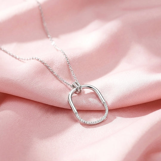 Open Rectangle Carabiner Moissanite Pendant Necklace | PRM2038