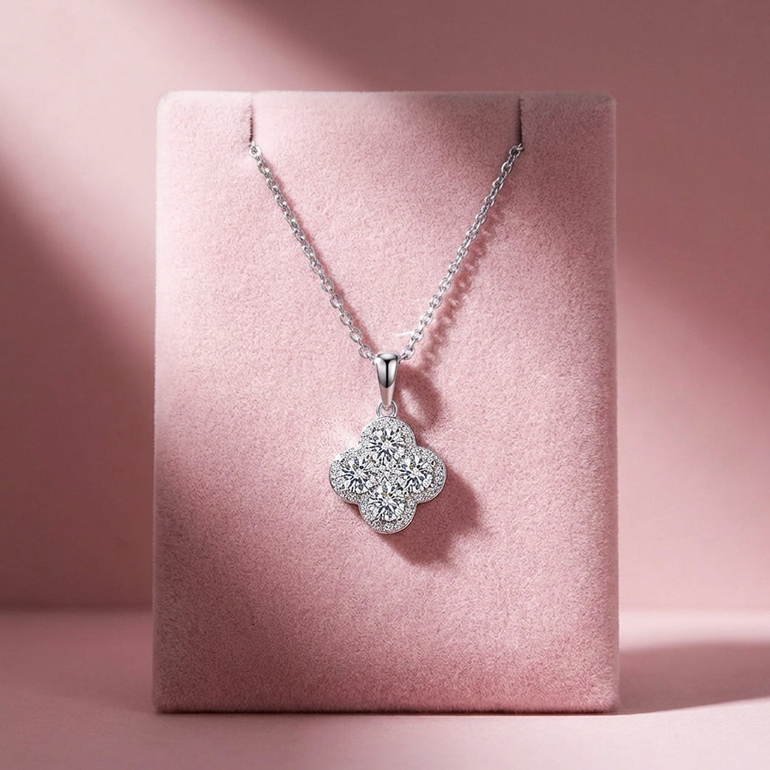 Clover Cluster Moissanite Pendant Necklace | PRM2040