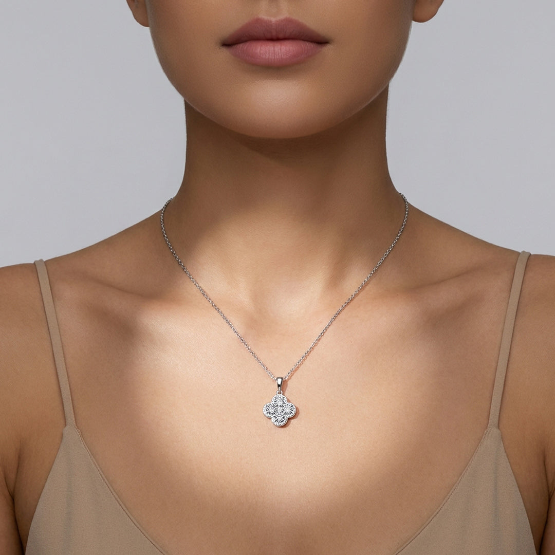 Clover Cluster Moissanite Pendant Necklace | PRM2040