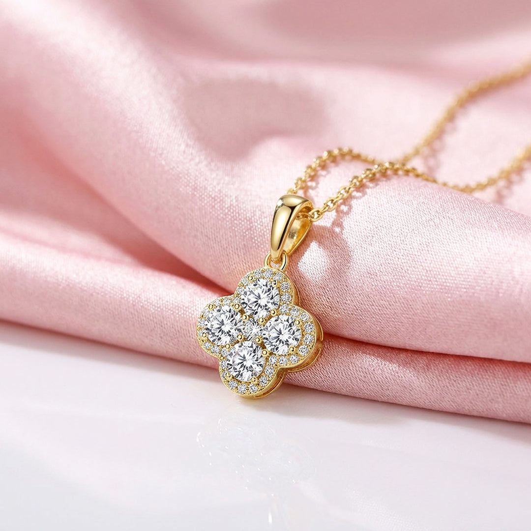 Clover Cluster Moissanite Pendant Necklace | PRM2040