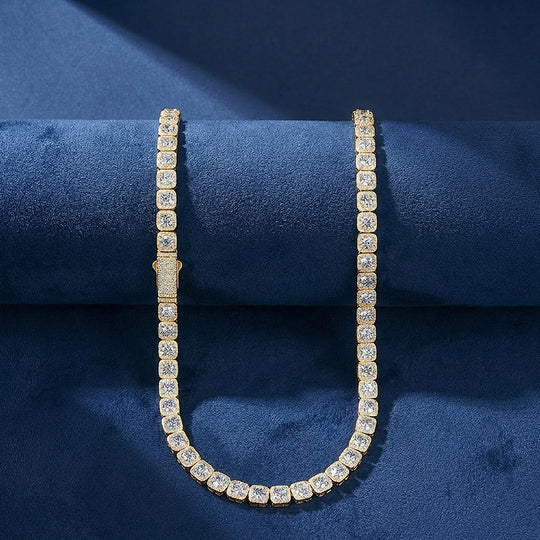 Cushion Halo Cluster Tennis Necklace | PRM2042