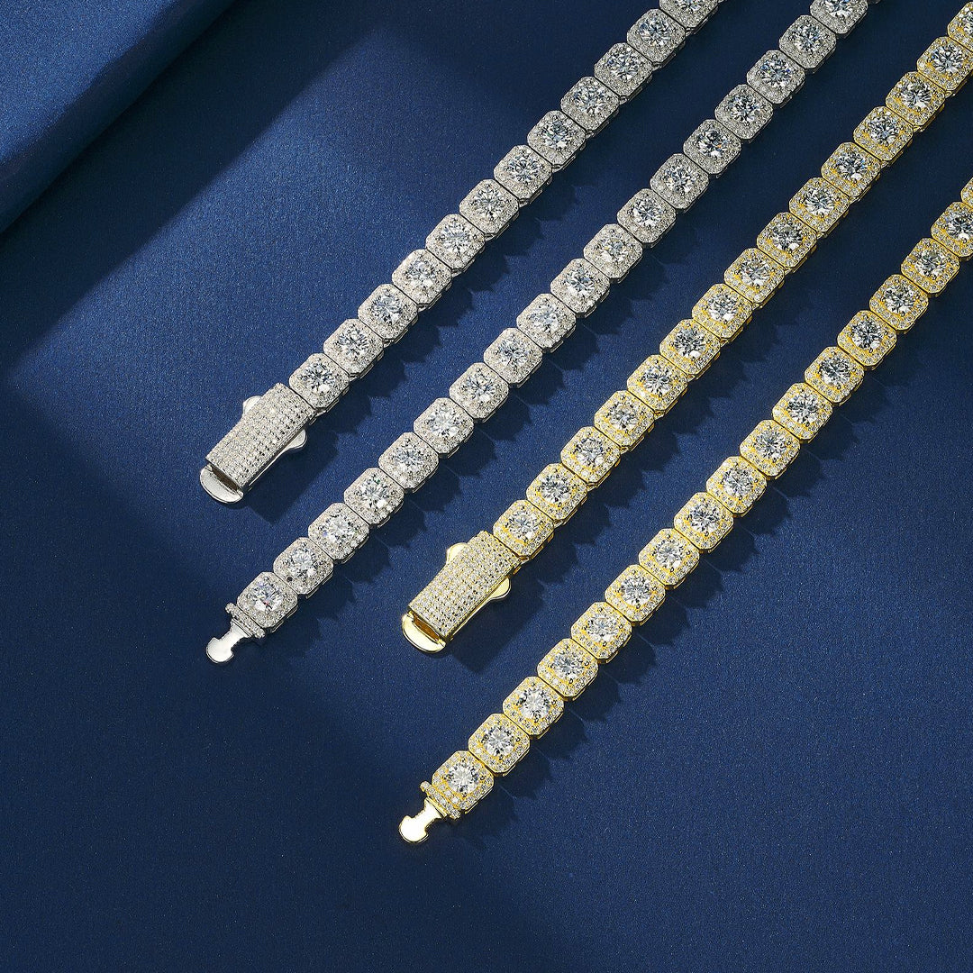 Cushion Halo Cluster Tennis Necklace | PRM2042
