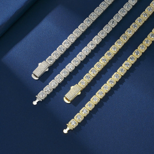 Cushion Halo Cluster Tennis Necklace | PRM2042