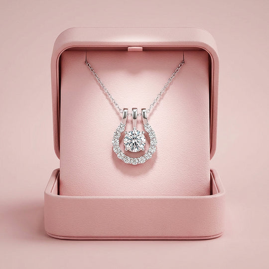 Horseshoe Halo Moissanite Solitaire Pendant Necklace | PRM2043