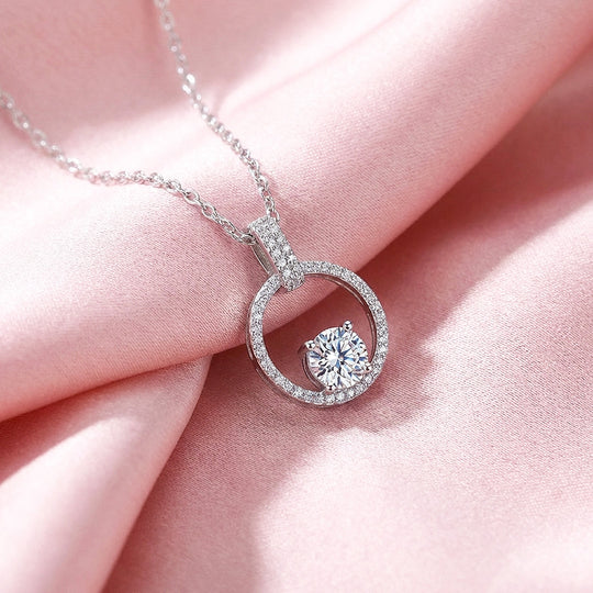 Open Circle Halo Moissanite Pendant Necklace | PRM2046