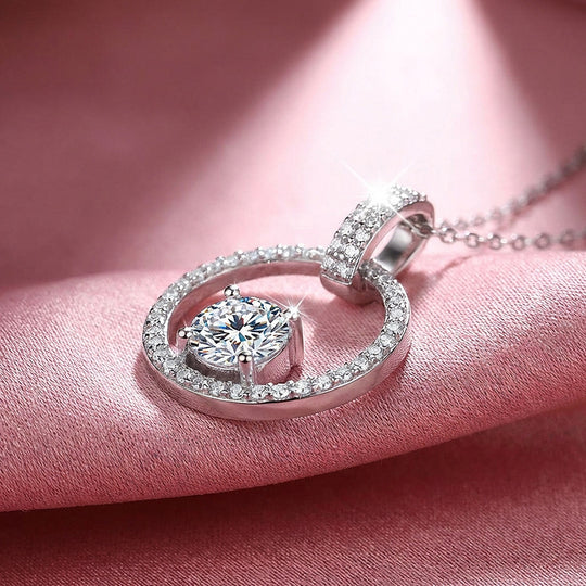 Open Circle Halo Moissanite Pendant Necklace | PRM2046