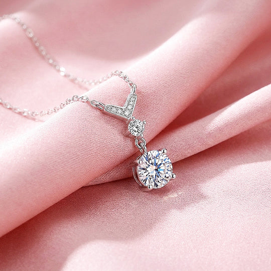 V-Bar Drop Moissanite Pendant Necklace | PRM2047