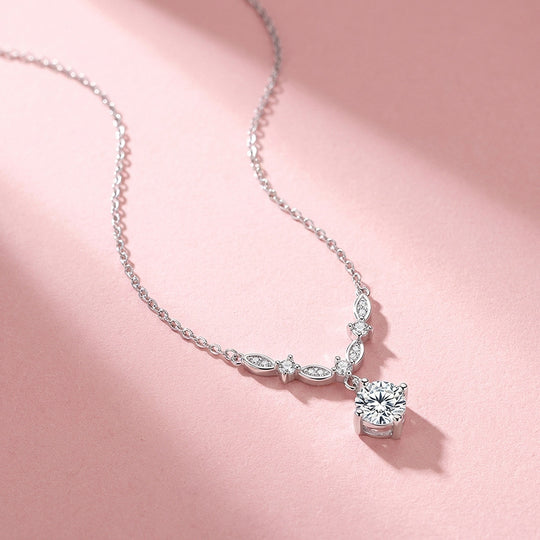 Leaf Vine Drop Moissanite Pendant Necklace | PRM2050