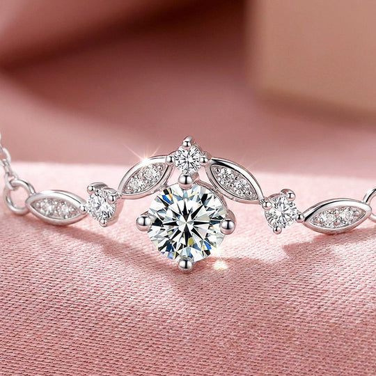 Leaf Vine Drop Moissanite Pendant Necklace | PRM2050