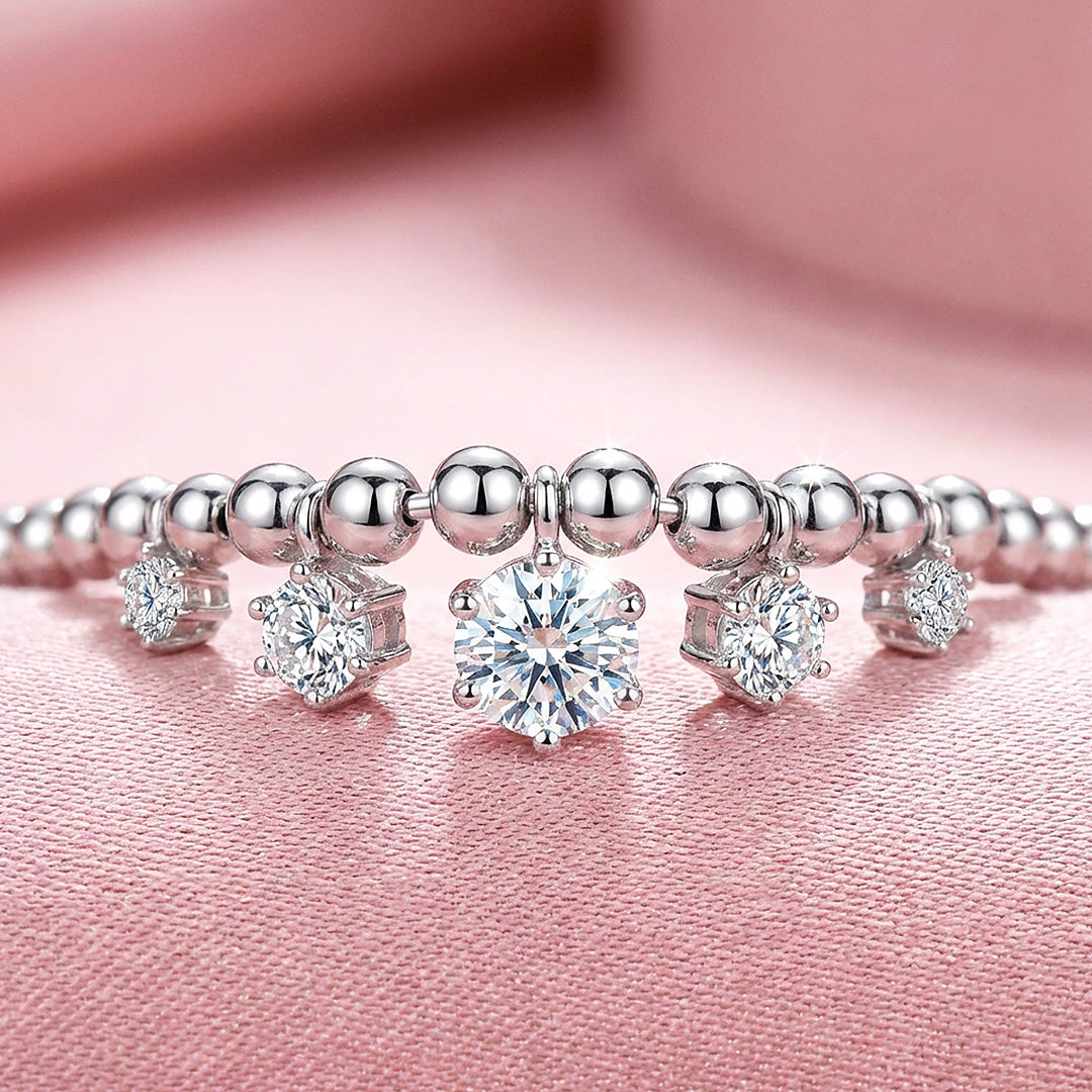 Graduated Moissanite Ball Chain Necklace | PRM2051