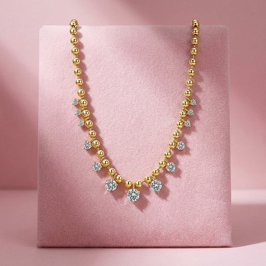 Graduated Moissanite Ball Chain Necklace | PRM2051