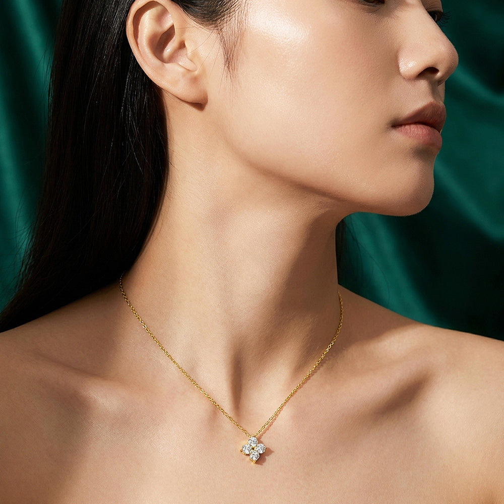 Four-Stone Clover Moissanite Necklace | PRM2057