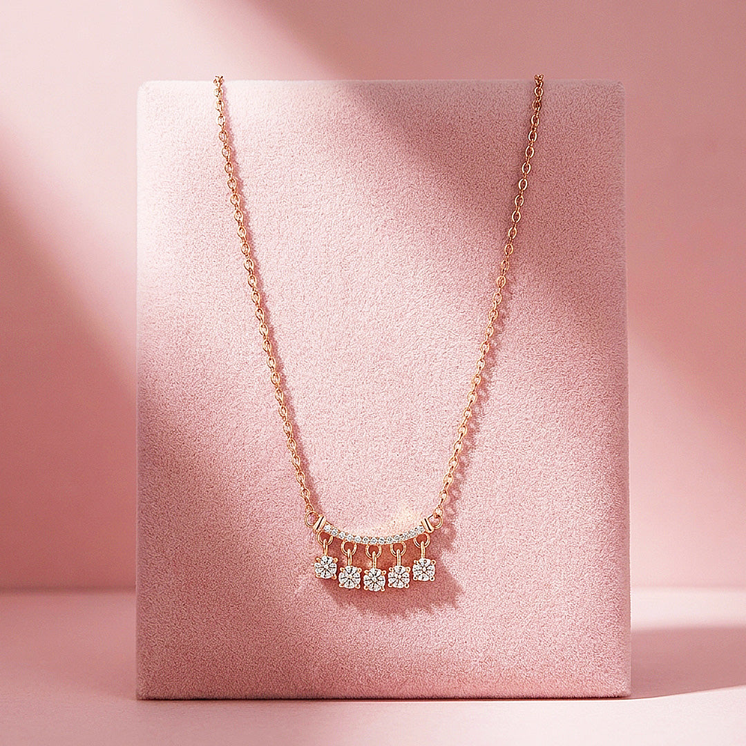 Pavé Bar Drop Moissanite Necklace | PRM2059