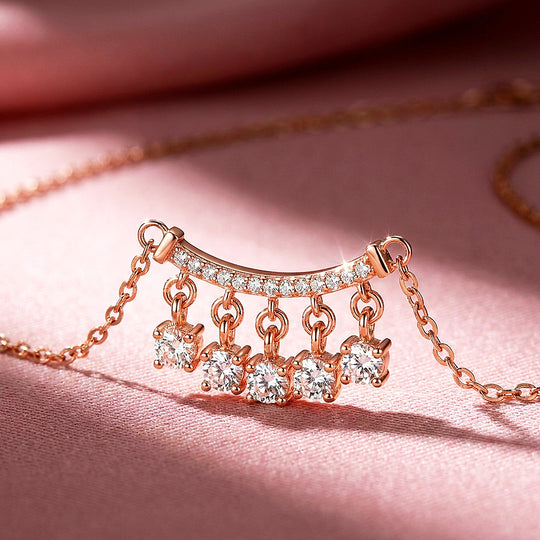 Pavé Bar Drop Moissanite Necklace | PRM2059