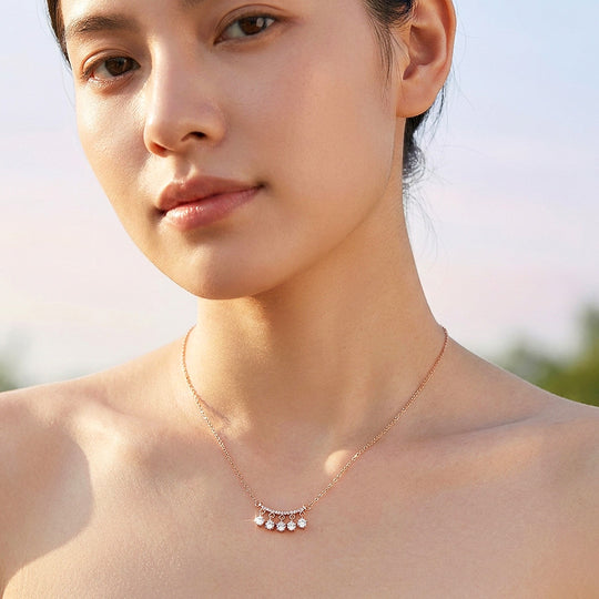 Pavé Bar Drop Moissanite Necklace | PRM2059