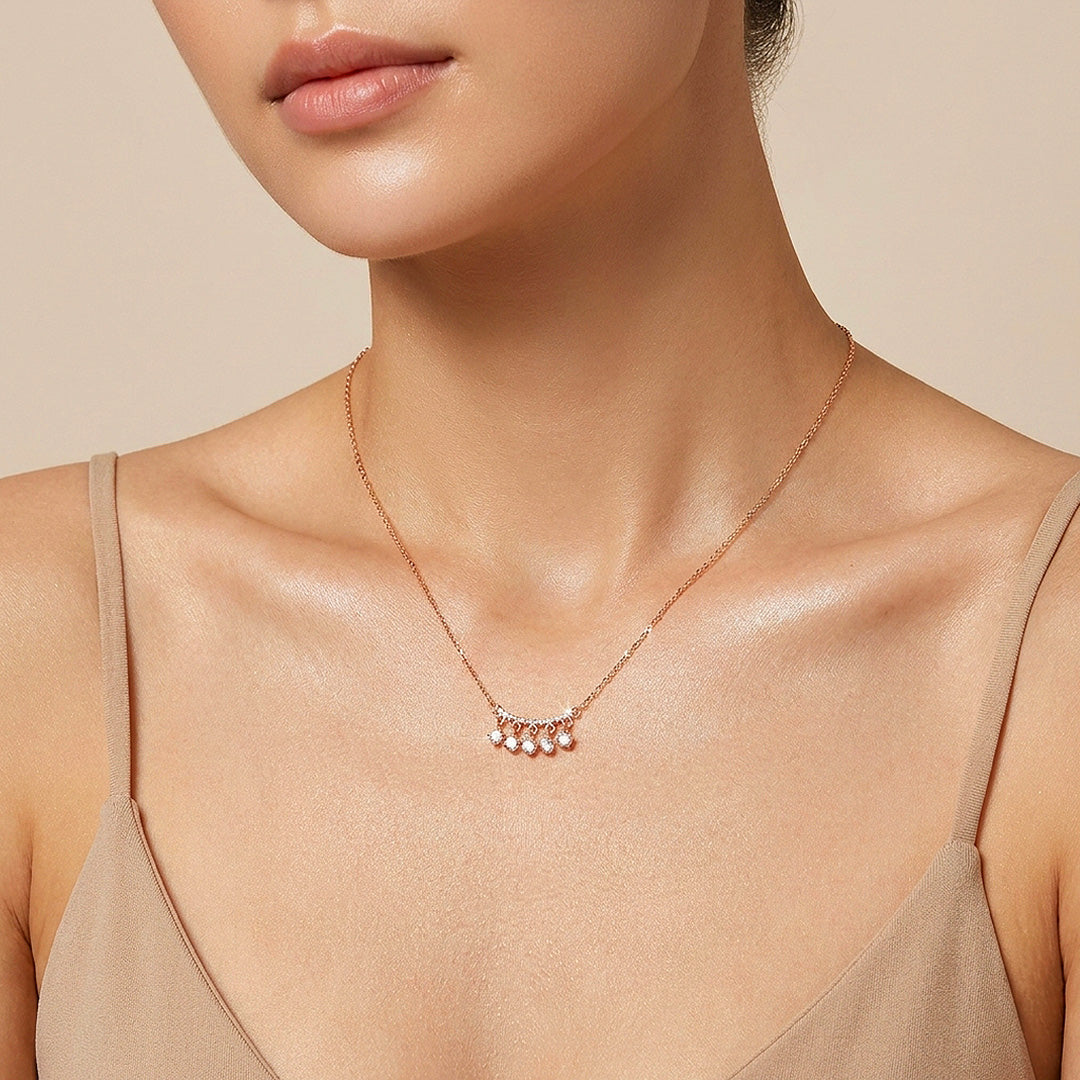 Pavé Bar Drop Moissanite Necklace | PRM2059
