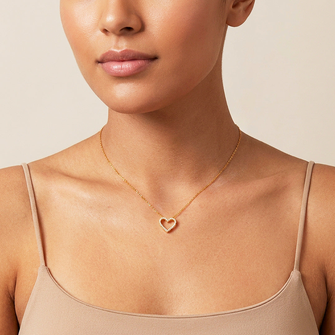 Open Heart Moissanite Necklace | PRM2061