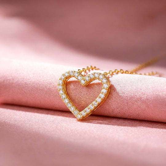 Open Heart Moissanite Necklace | PRM2061