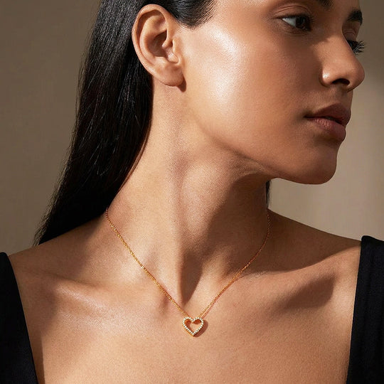 Open Heart Moissanite Necklace | PRM2061