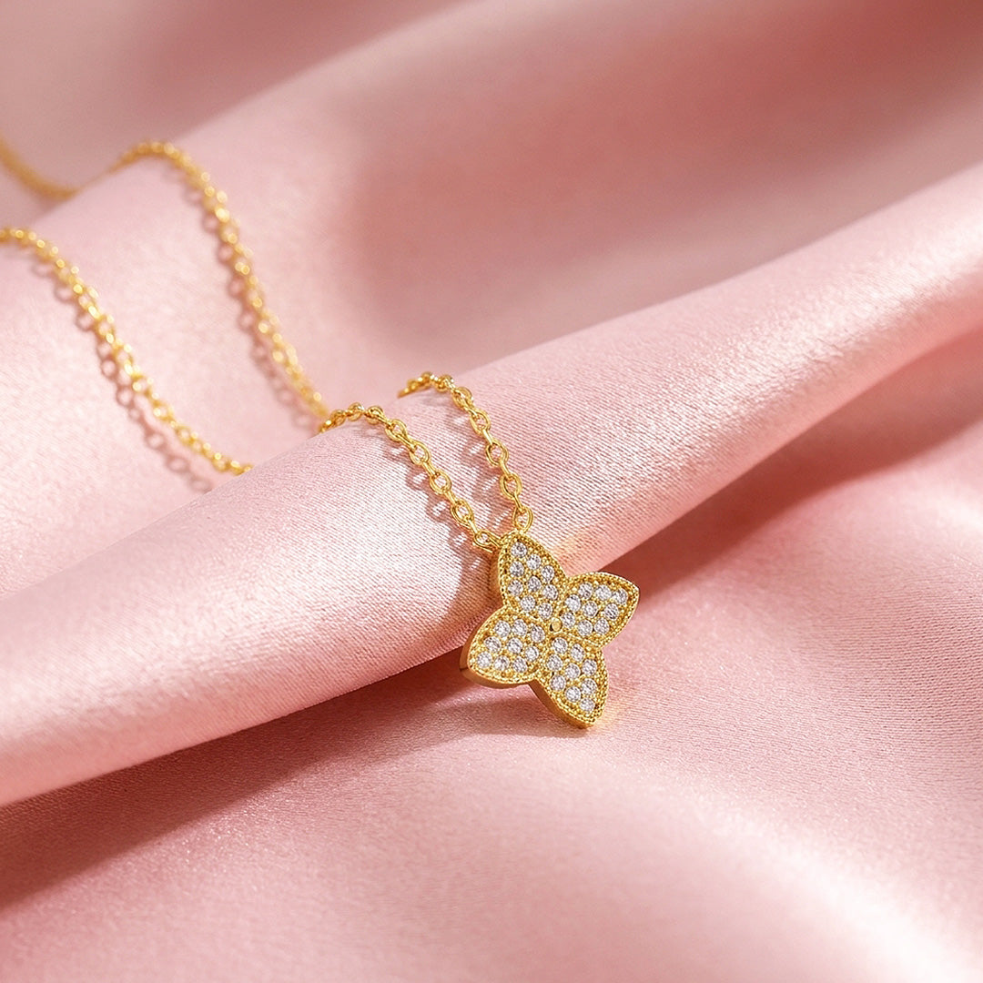 Fully Set Floral Moissanite Necklace | PRM2062