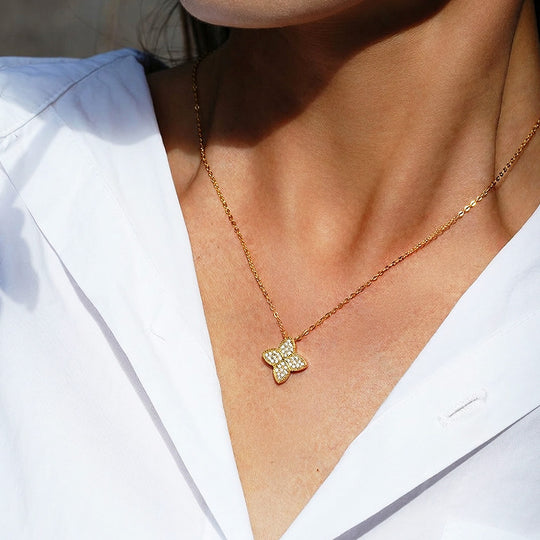 Fully Set Floral Moissanite Necklace | PRM2062
