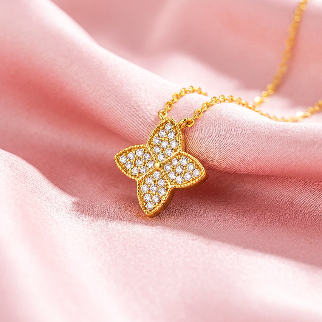 Fully Set Floral Moissanite Necklace | PRM2062
