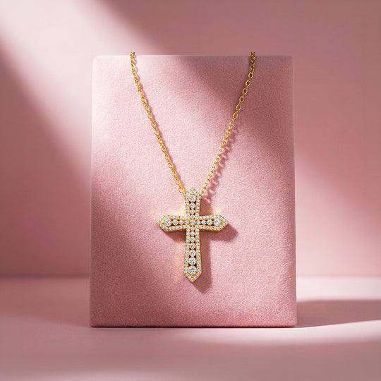 Pavé Cross Moissanite Necklace | PRM2063