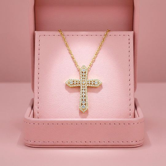 Pavé Cross Moissanite Necklace | PRM2063