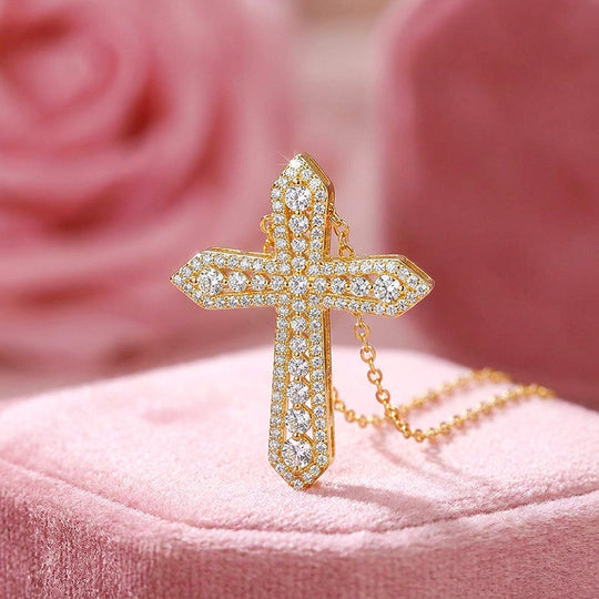 Pavé Cross Moissanite Necklace | PRM2063