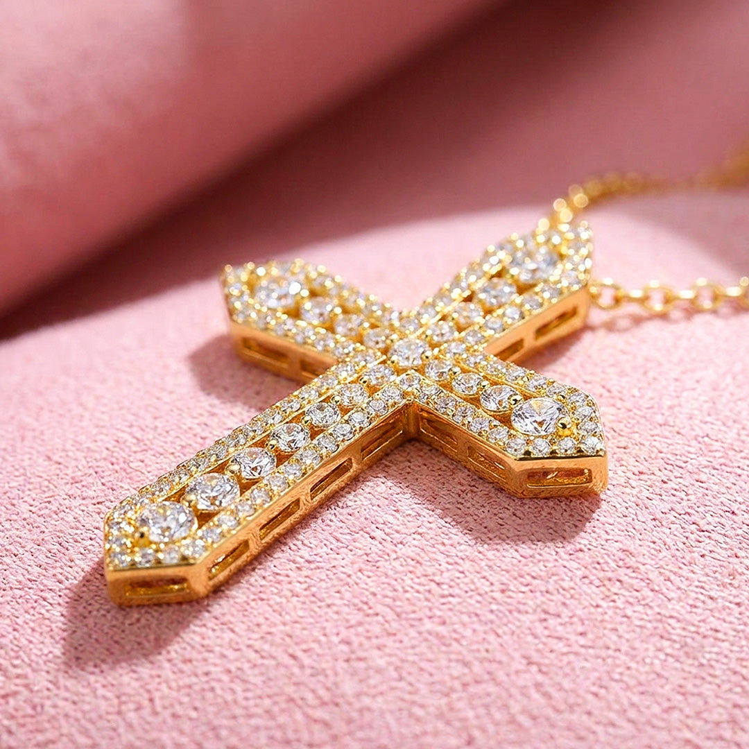 Pavé Cross Moissanite Necklace | PRM2063