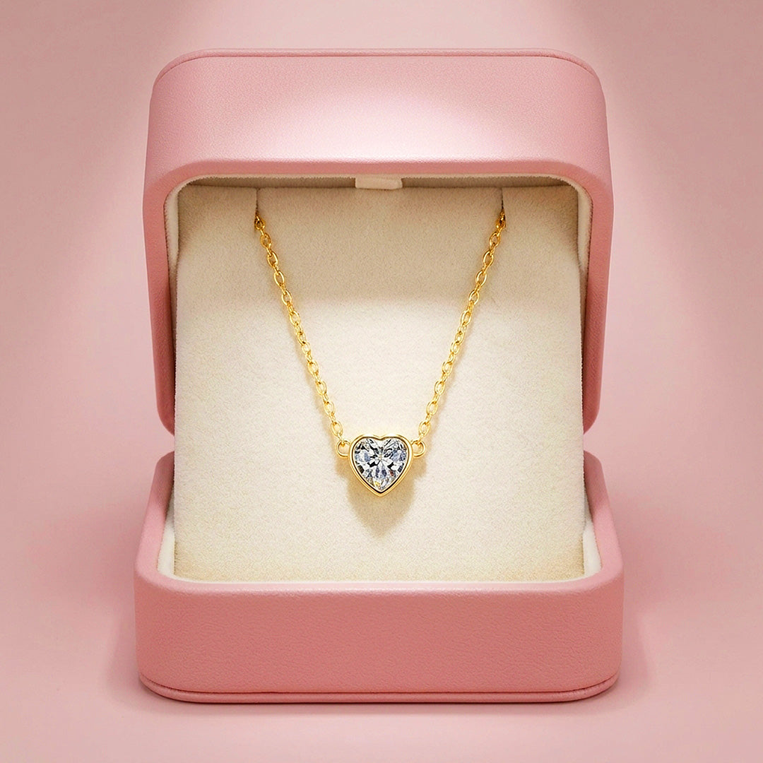 Heart Bezel Moissanite Necklace | PRM2066